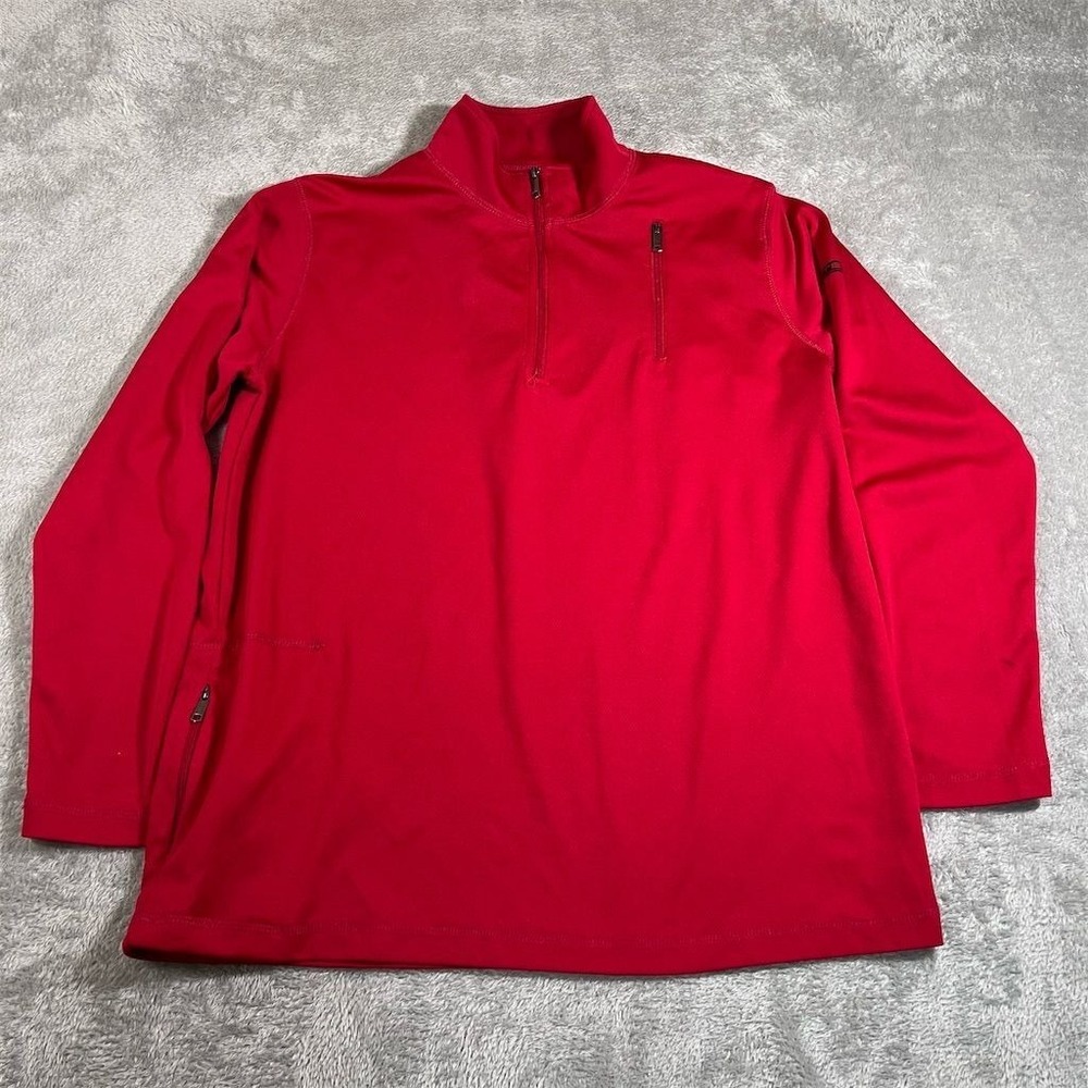 SCOTTeVEST Jacket Men's Large Red Tech-Enabled 1/4 Zip Pullover‎ Lightweight